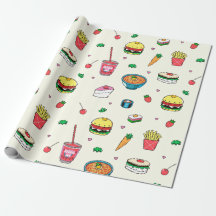 Padrão de Comida colorido bonito em branco