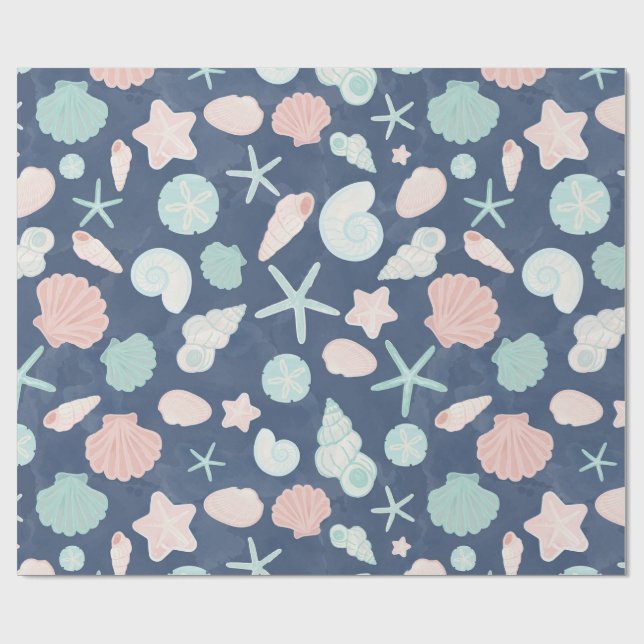 Papel De Presente padrão de conchas (Aberto)