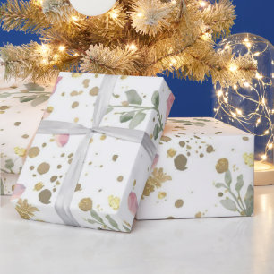 Papel De Presente Padrão de Confete Botânico   Celebração Floral Ele