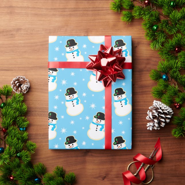 Papel De Presente Padrão de Cookie do Homem de Neve Natal (Presente de Natal)