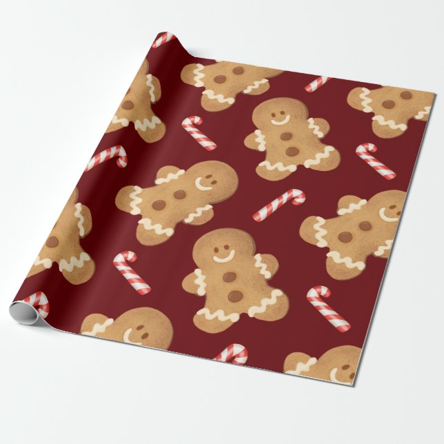 Papel De Presente Padrão de coordenação do pão de Natal (Desenrolado)