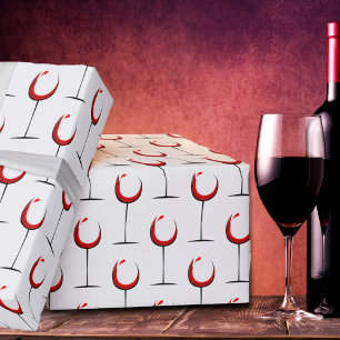 Papel De Presente Padrão de Copo de Vinho Tinto Moderno Presente