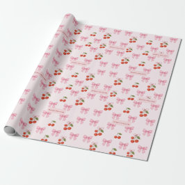 Papel De Presente Padrão de coquete de Arco de Cherry de Cores de Ág