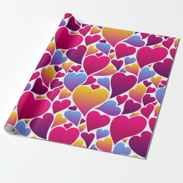 Papel De Presente Padrão de coração (Desenrolado)