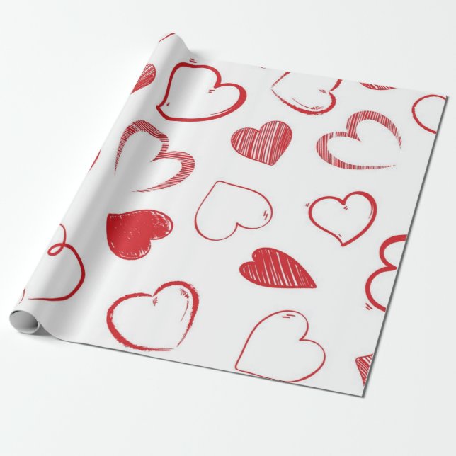 Papel De Presente Padrão de coração (Desenrolado)