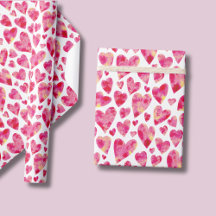 Padrão de coração de amor em aquarela rosa