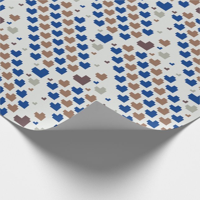 Papel De Presente Padrão de Coração de Pixel Diagonal (Ponta)