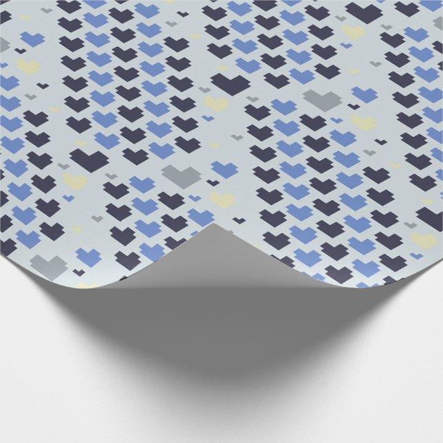Papel De Presente Padrão de Coração de Pixel Diagonal (Ponta)