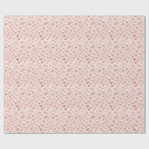 Papel De Presente Padrão de Coração Desenhado à Mão