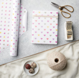 Papel De Presente Padrão de Coração Pastel Suave Minimalista Persona
