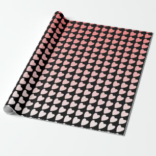Papel De Presente Padrão de Coração Preto Rosa Simples Padrão de Men