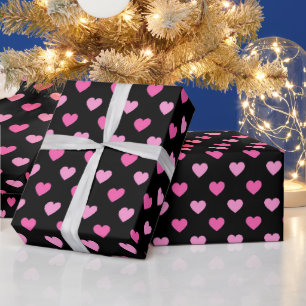 Papel De Presente Padrão de Coração Rosa de Conscientização sobre o