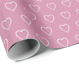 Papel De Presente Padrão de Coração Simples Moderno de Namorados