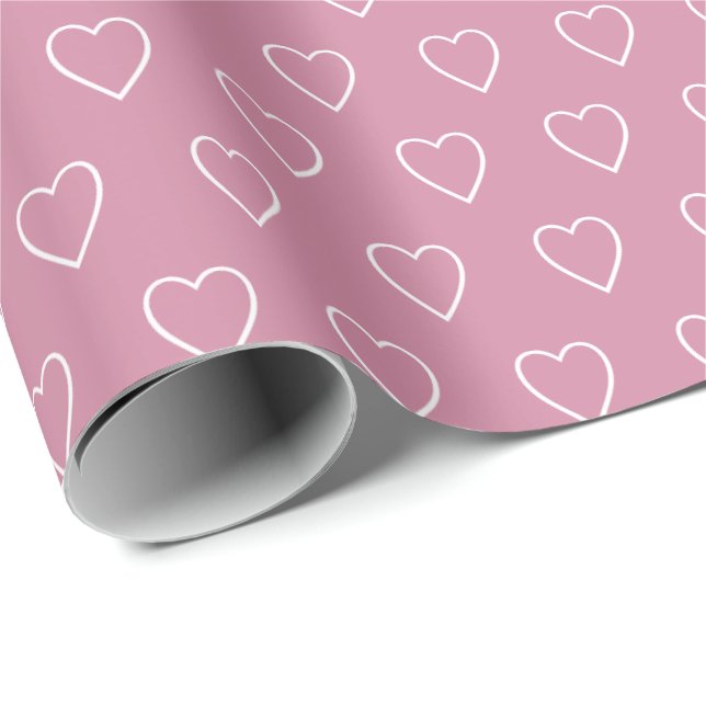 Papel De Presente Padrão de Coração Simples Moderno de Namorados Cor (Ponta do rolo)