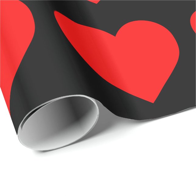 Papel De Presente Padrão de Coração Vermelho (Ponta do rolo)