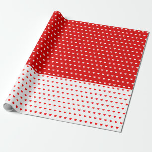 Papel De Presente Padrão De Coração Vermelho E Branco Clássico