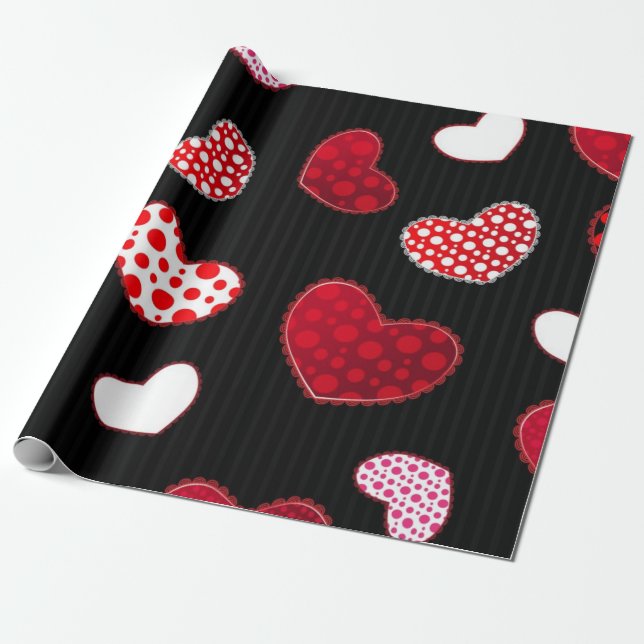 Papel De Presente Padrão de corações (Desenrolado)