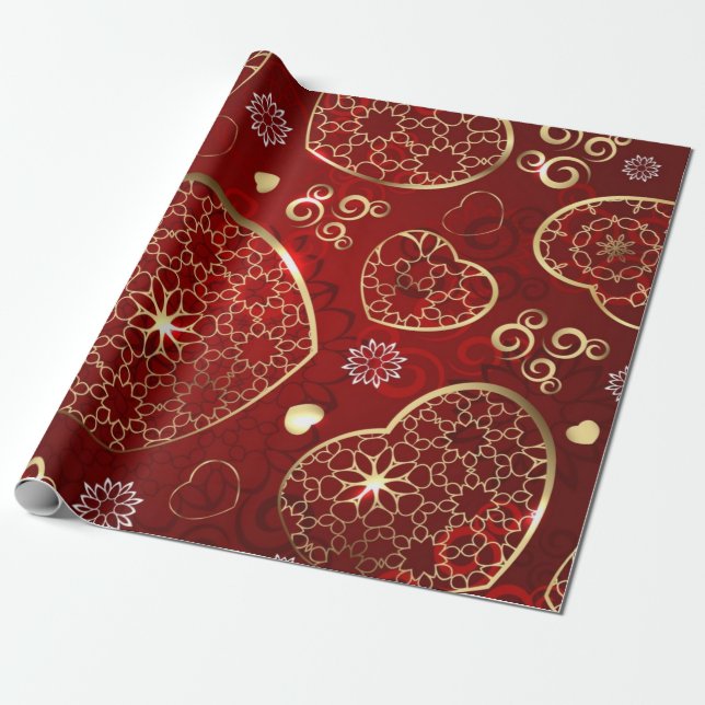 Papel De Presente Padrão de corações (Desenrolado)