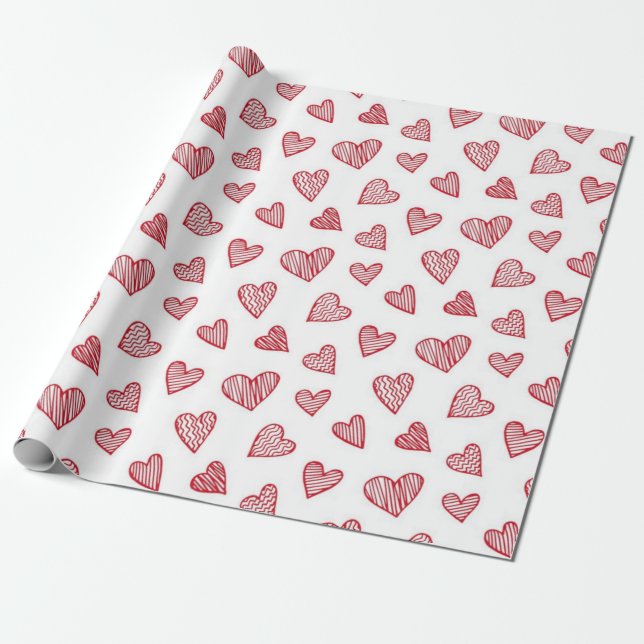 Papel De Presente Padrão de corações (Desenrolado)