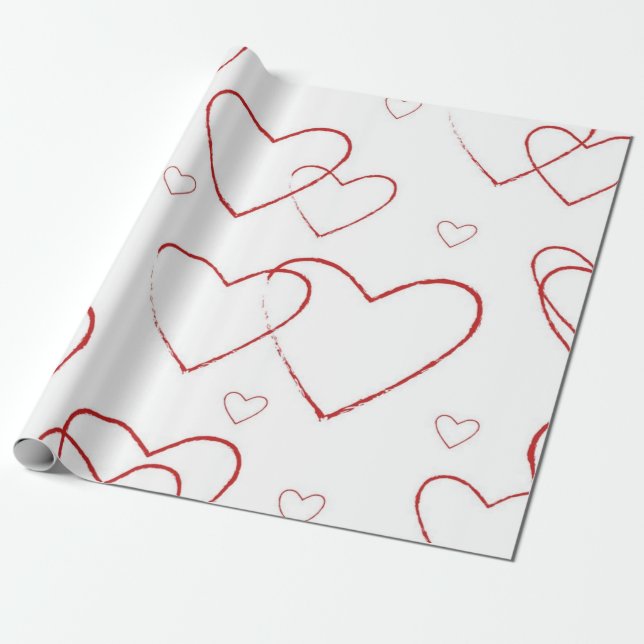 Papel De Presente Padrão de corações (Desenrolado)