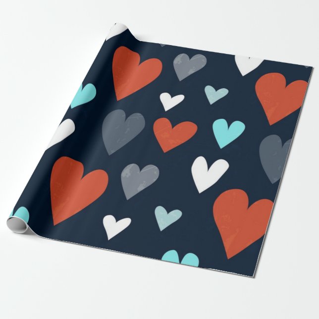 Papel De Presente Padrão de corações (Desenrolado)