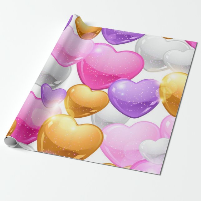 Papel De Presente Padrão de corações (Desenrolado)