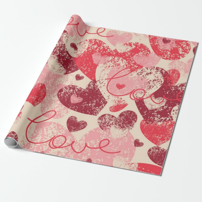 Papel De Presente Padrão de corações (Desenrolado)
