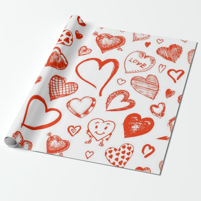 Papel De Presente Padrão de corações (Desenrolado)