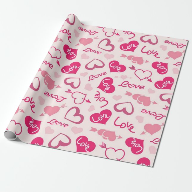 Papel De Presente Padrão de corações (Desenrolado)