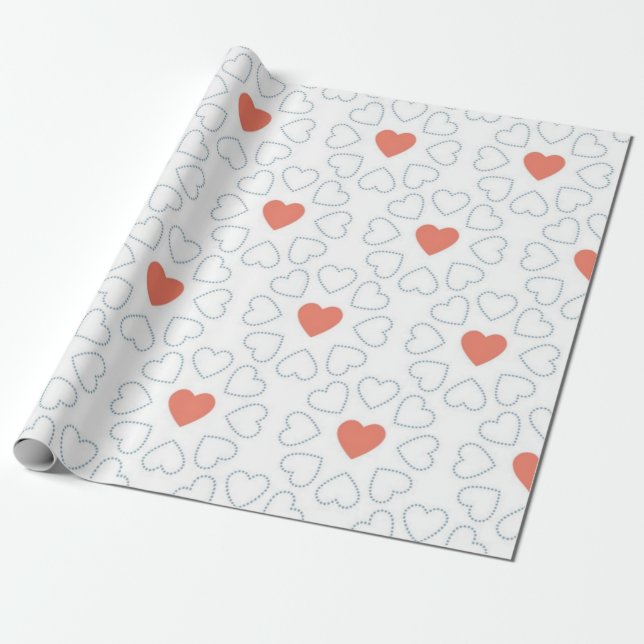 Papel De Presente Padrão de corações (Desenrolado)