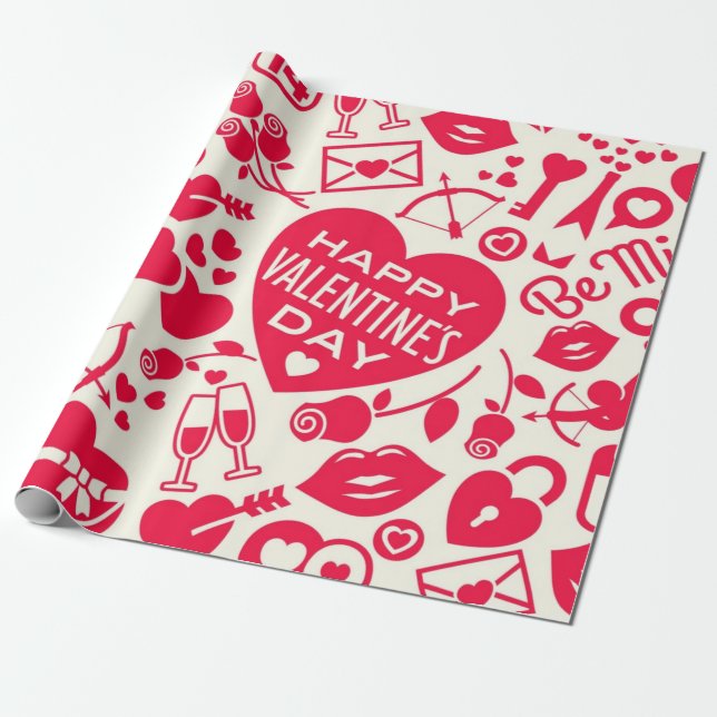 Papel De Presente Padrão de corações (Desenrolado)