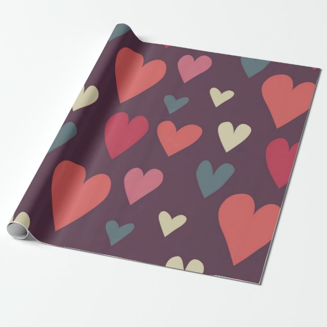 Papel De Presente Padrão de corações (Desenrolado)