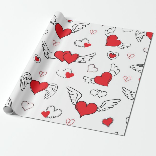 Papel De Presente Padrão de corações (Desenrolado)