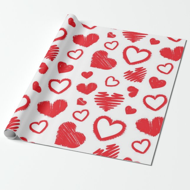 Papel De Presente Padrão de corações (Desenrolado)