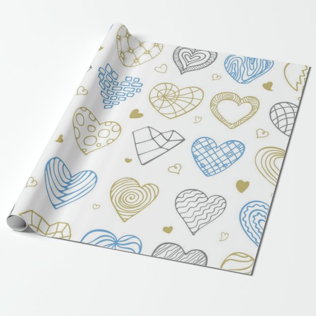 Papel De Presente Padrão de corações (Desenrolado)