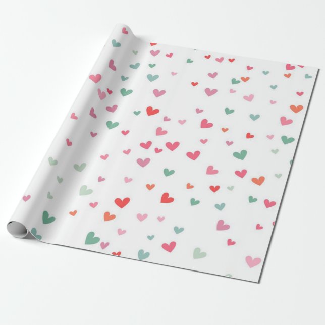 Papel De Presente Padrão de corações (Desenrolado)