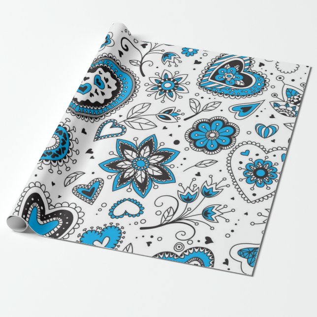 Papel De Presente Padrão de corações (Desenrolado)