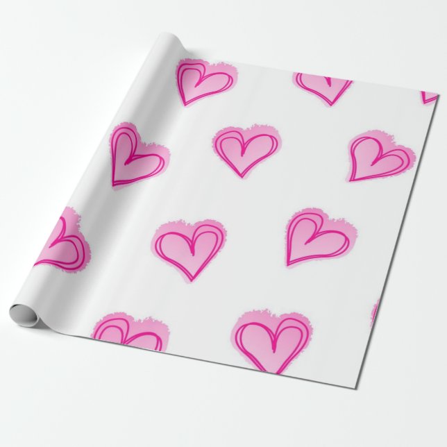 Papel De Presente Padrão de corações (Desenrolado)