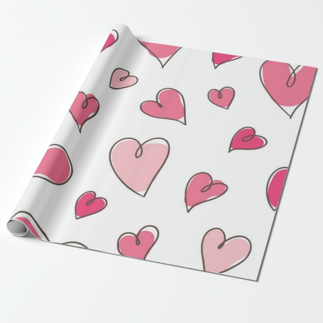 Papel De Presente Padrão de corações (Desenrolado)