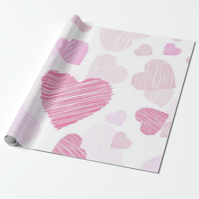Papel De Presente Padrão de corações (Desenrolado)