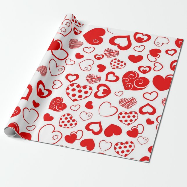 Papel De Presente Padrão de corações (Desenrolado)
