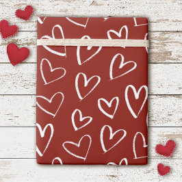 Papel De Presente Padrão de Corações de Namorados Bonito