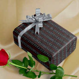 Papel De Presente Padrão de Corações de Uma Linha Vermelha na moda