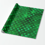Papel De Presente Padrão de Corações do Glam Verde Emerald<br><div class="desc">Corações verdes e esmeraldas metílicas e papel de embrulhamento de padrões de sequências.</div>