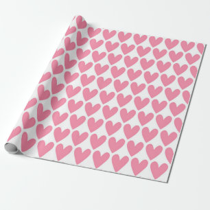 Papel De Presente Padrão de Corações Rosa