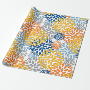 Papel De Presente Padrão de cores brilhantes da Abstrato Floral de V