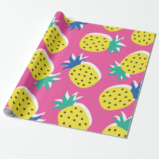 Papel De Presente  padrão de cores loucas de fruta de abacaxi sem de
