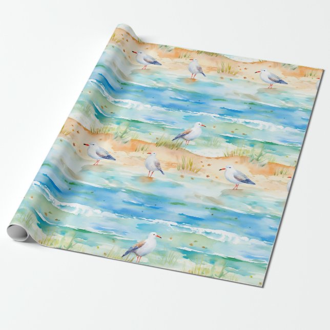 Papel De Presente Padrão de Costa de Maçarico (1) (Desenrolado)