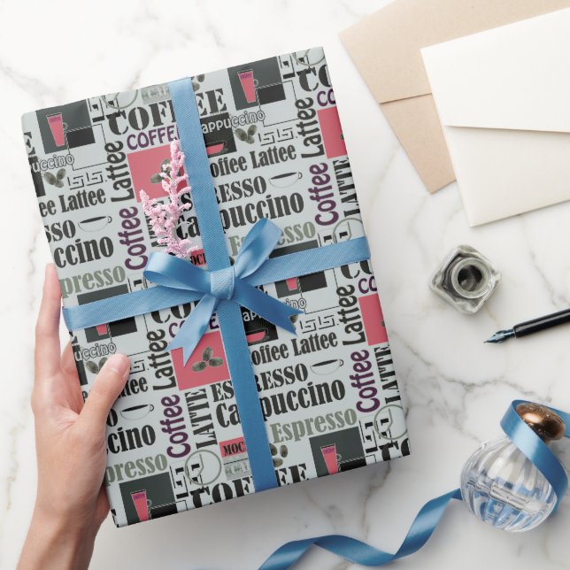 Papel De Presente padrão de cozinha de café retrô para espresso latt (Presentear)