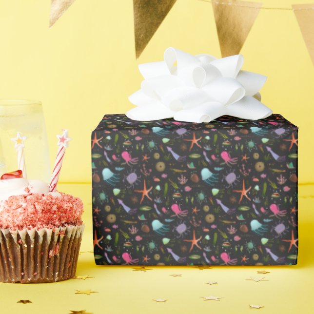 Papel De Presente Padrão de Critérios do Mar (Festa de aniversário)